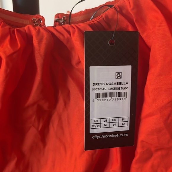 Rosabella City Chic Tangerine Tango Puff Sleeve Dress - Picture 3 of 7